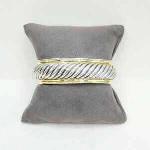 David Yurman Sculpted Two-Tone Cuff w/ Sterling Silver & 18K Gold - Medium
